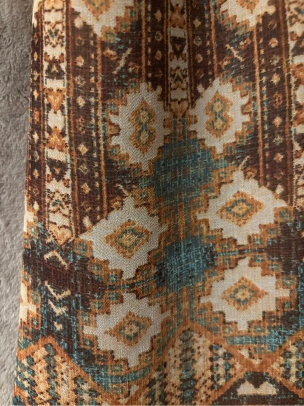 Lapis Geometric Pattern Midi Skirt Women’s Size L Brown and Teal